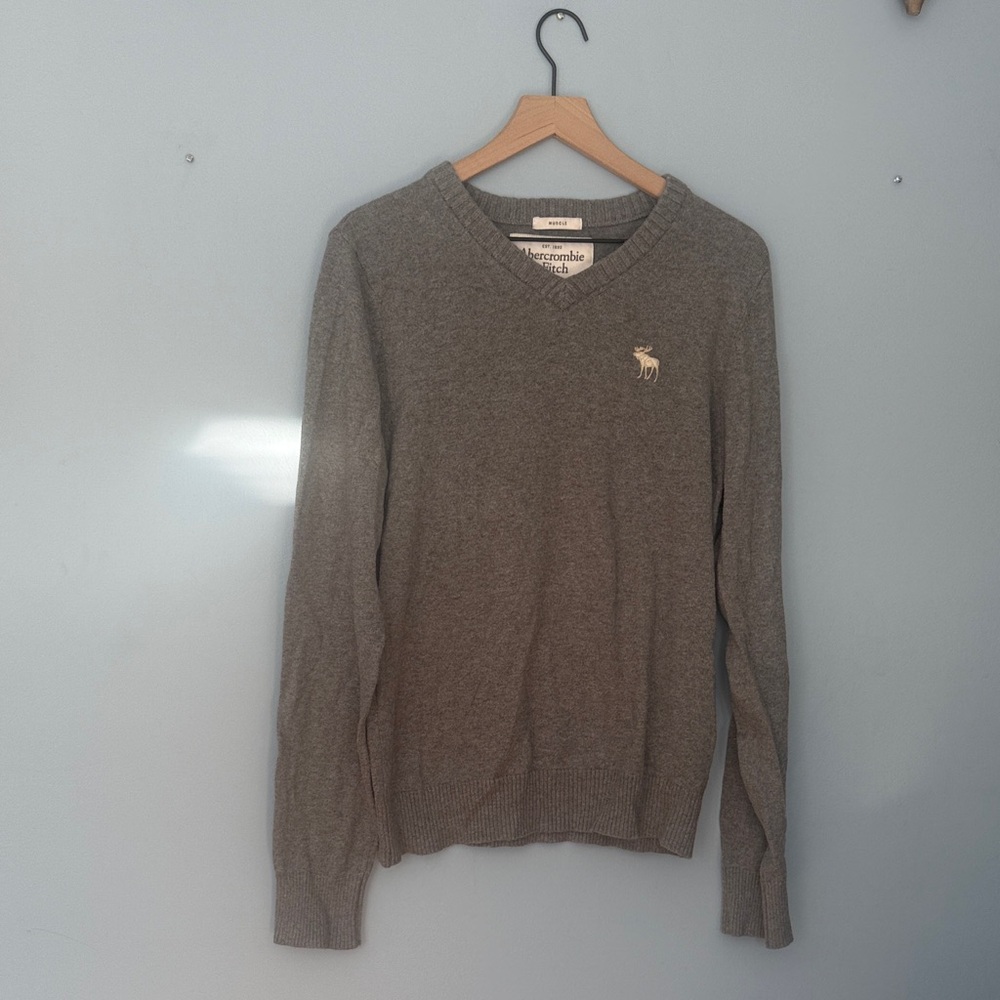 Abercrombie & Fitch Charcoal V-Neck Sweater for Men